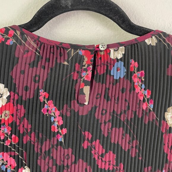 NEW $109 J Jill Wearever Womens Large Black Floral Pleated Tunic Top Shirt - Picture 10 of 11
